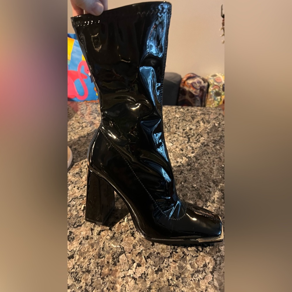 Patent leather boots